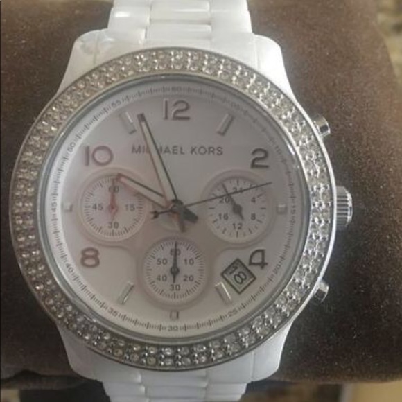 Michael Kors Crystal White Ceramic Watch MK5188